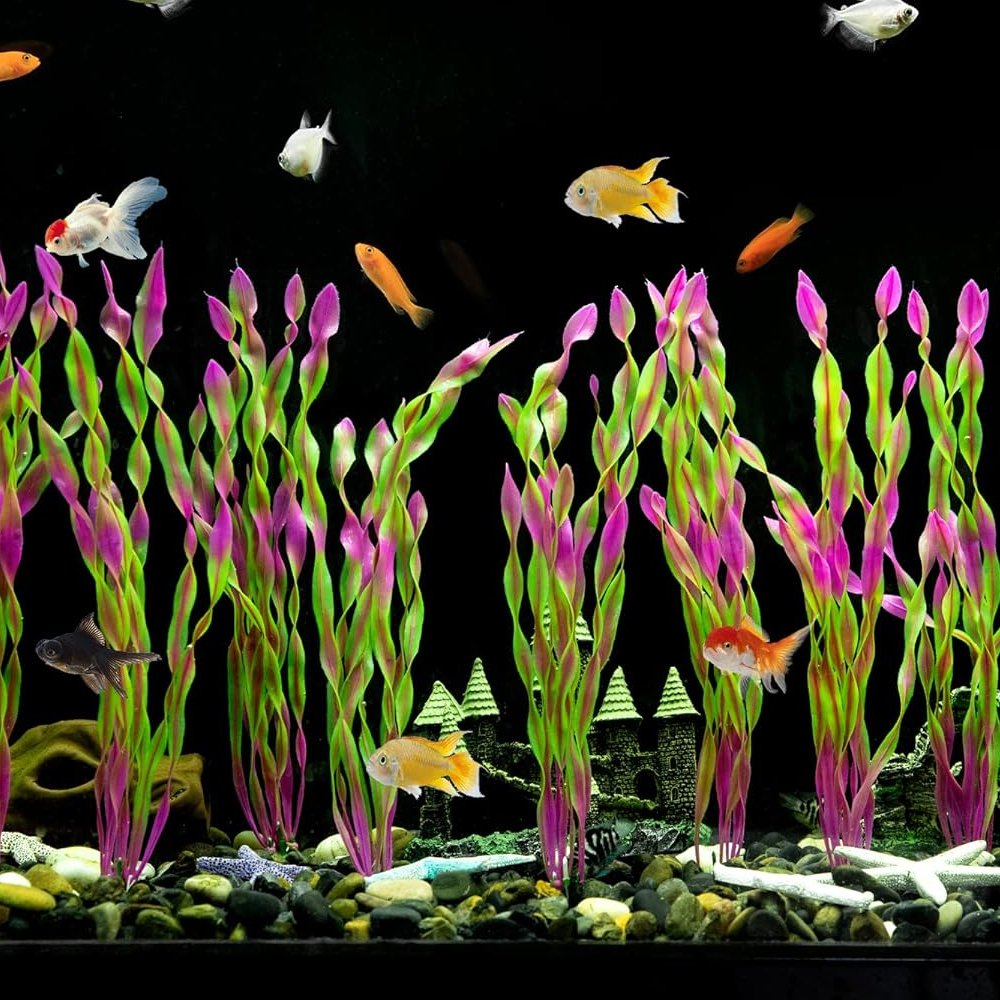 Aquarium Artificial Plastic Plants Decoration Artificial Seaweed Water Plants for Aquarium, Fish Tank Plant Decorations 10 PCS
