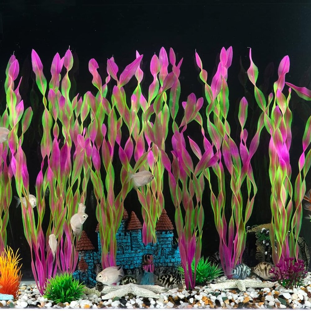 Aquarium Artificial Plastic Plants Decoration Artificial Seaweed Water Plants for Aquarium, Fish Tank Plant Decorations 10 PCS