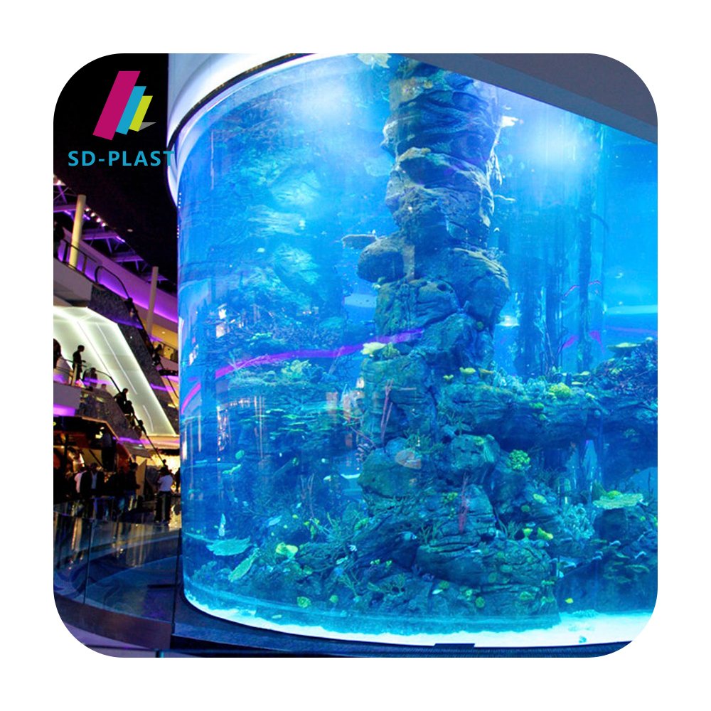 Clear transparent large glass acrylic tube aquarium fish tank acrylic cylindrical aquarium