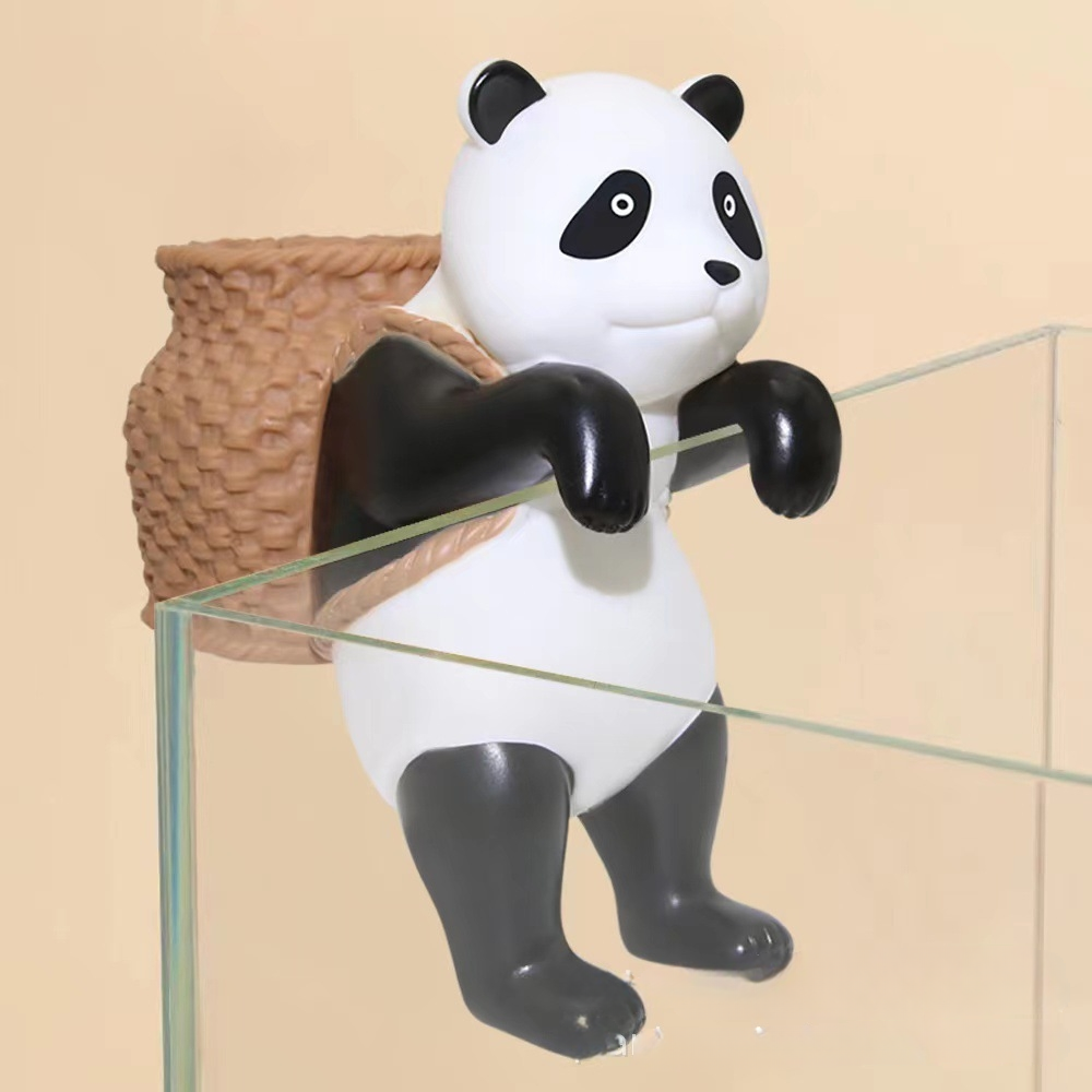 Fish Tank Aquascape Panda Backpack Tank Side Hanging Ornament Aquarium Ornament Accessories