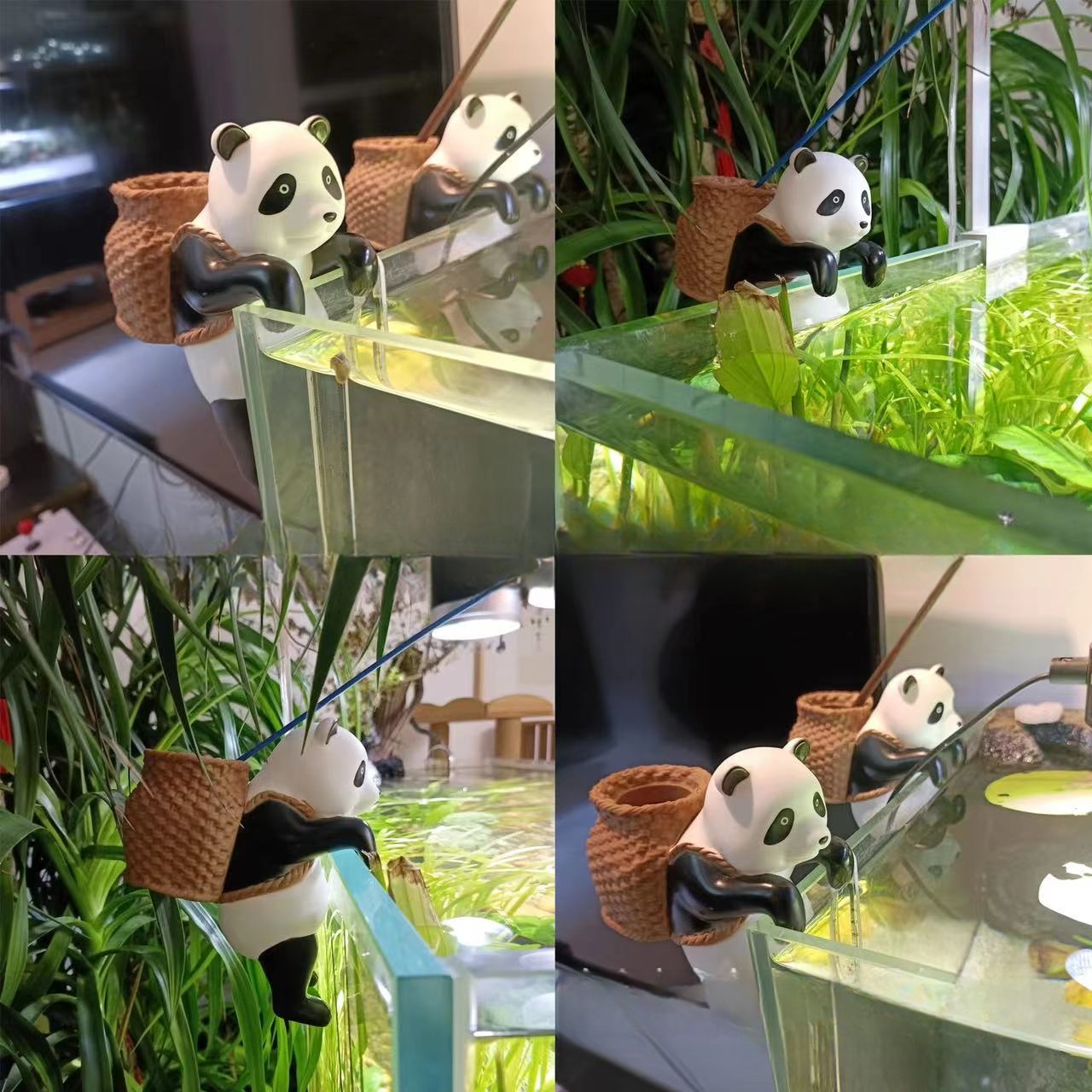 Fish Tank Aquascape Panda Backpack Tank Side Hanging Ornament Aquarium Ornament Accessories