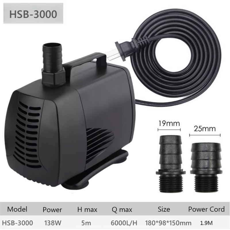 138w 6000lph Aquarium Submersible Water Pump Pool Fountain Waterfall Fish Tank Pump Aquarium Koi Pond Pump