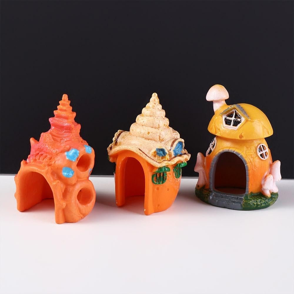 Simulation Mini Mushroom Conch House Creative Fish Hiding Cave Aquarium Landscaping Decoration Fish Shrimp Hiding Shelter