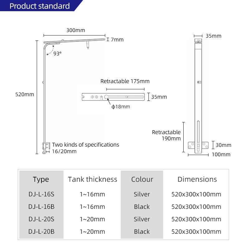WEEKAQUA DJ-L-16B Ready to ship CE stand & accessories lamp bracket DIY aquarium lighting hanging aluminum aquarium stand