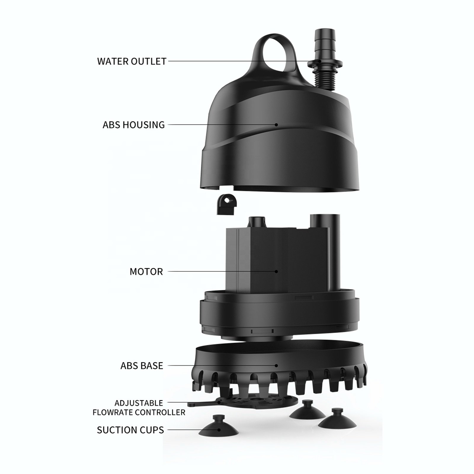 GAKO DWP-2000 Water Pump Fish Tank Submersible Pump Bottom Suction Filter Silent Waterfall