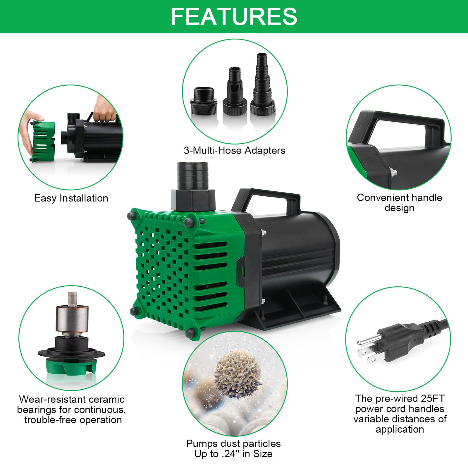 JR-6500 Wholesale Price Submersible Water Pump High Flow Aquarium Pump For Pond Fountain Waterfall Circulating Koi Pond Pump
