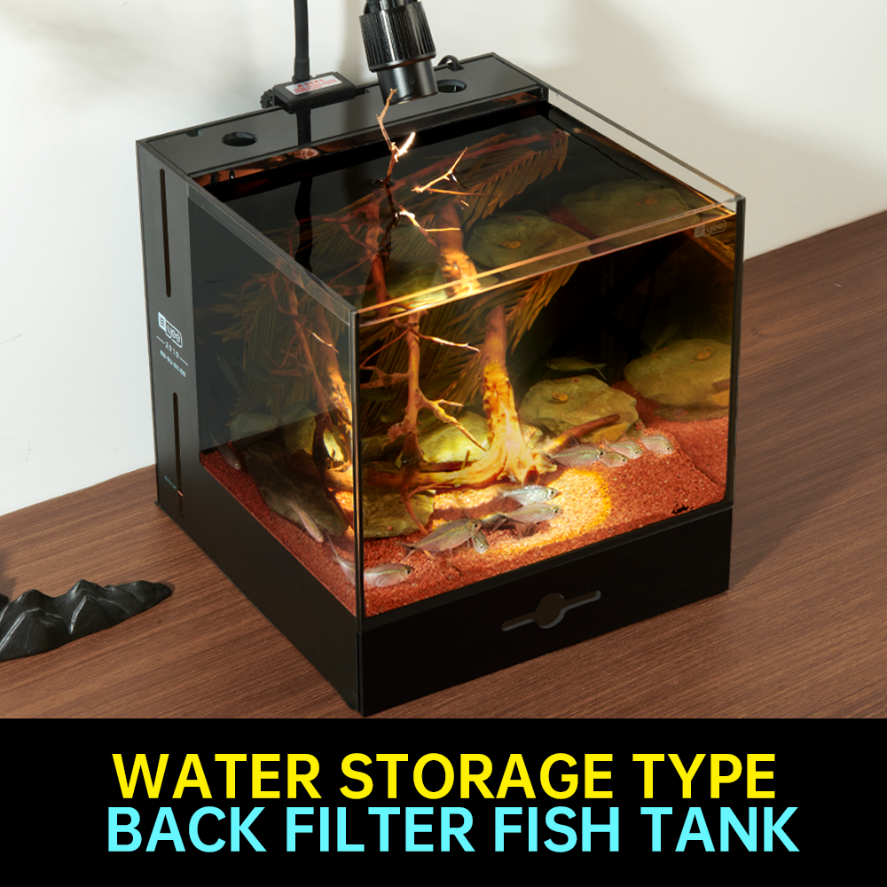 YEE New Arrivals Ultra White Glass Square Plant Fish Tank Home Desktop Small Reef Aquarium