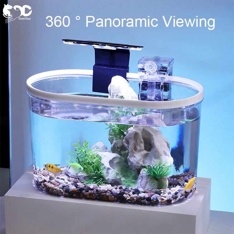 Geerduo Wholesale Bedroom Desktop Small Acrylic Aquarium Fish Tanks Mini Aquarium Betta Goldfish For Home Decoration
