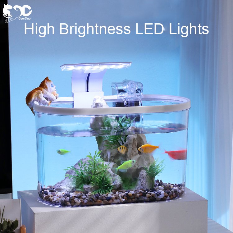 Geerduo Wholesale Bedroom Desktop Small Acrylic Aquarium Fish Tanks Mini Aquarium Betta Goldfish For Home Decoration