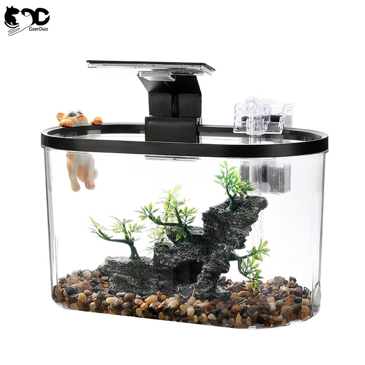 Geerduo Wholesale Bedroom Desktop Small Acrylic Aquarium Fish Tanks Mini Aquarium Betta Goldfish For Home Decoration
