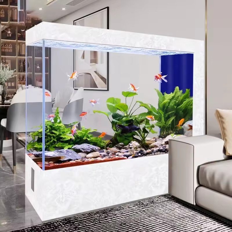 rectangle large acrylic customized size fish tank Aquarium with bottom and lid Tempered Glass Rectangle Fish Tank
