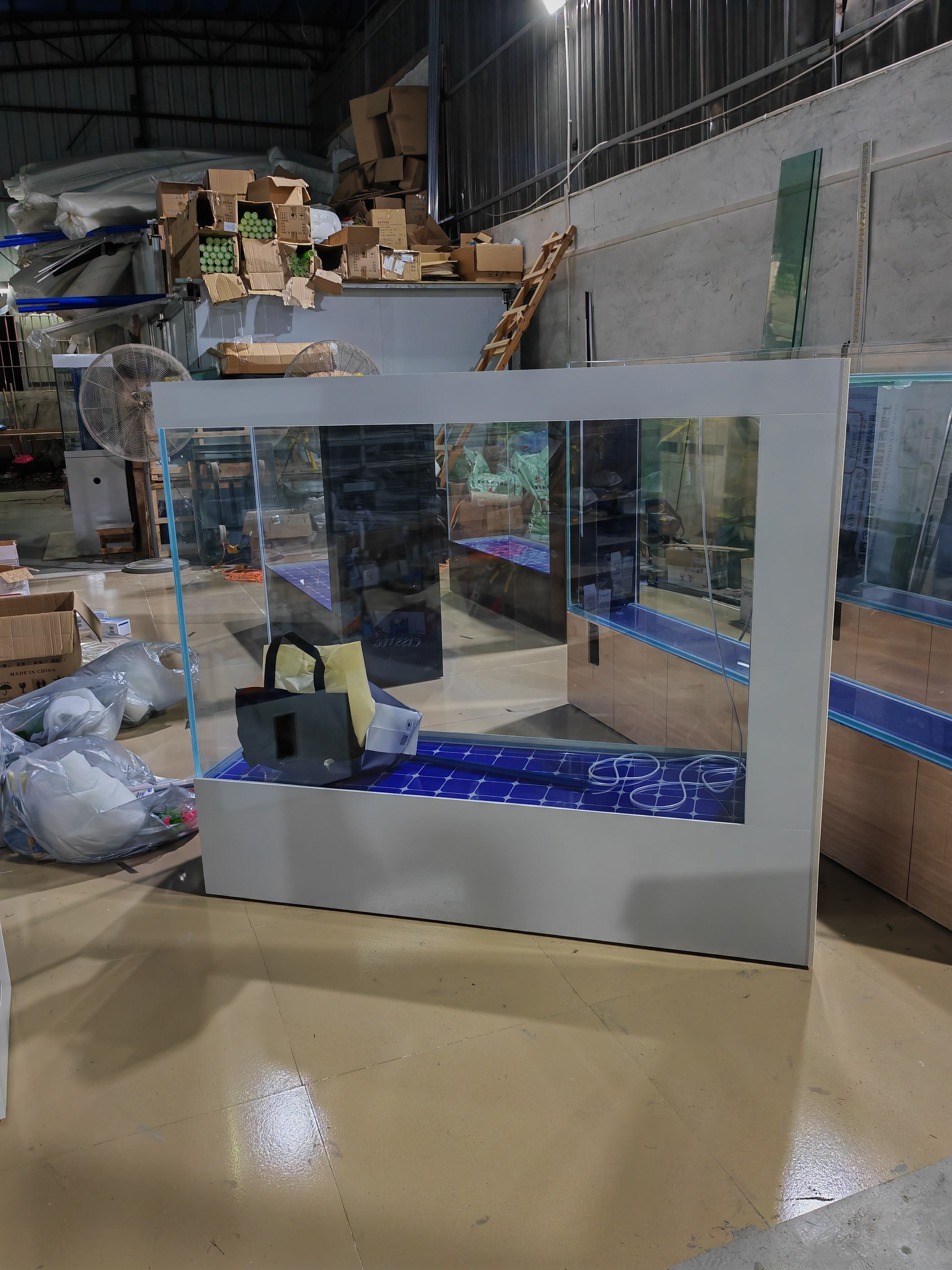 rectangle large acrylic customized size fish tank Aquarium with bottom and lid Tempered Glass Rectangle Fish Tank