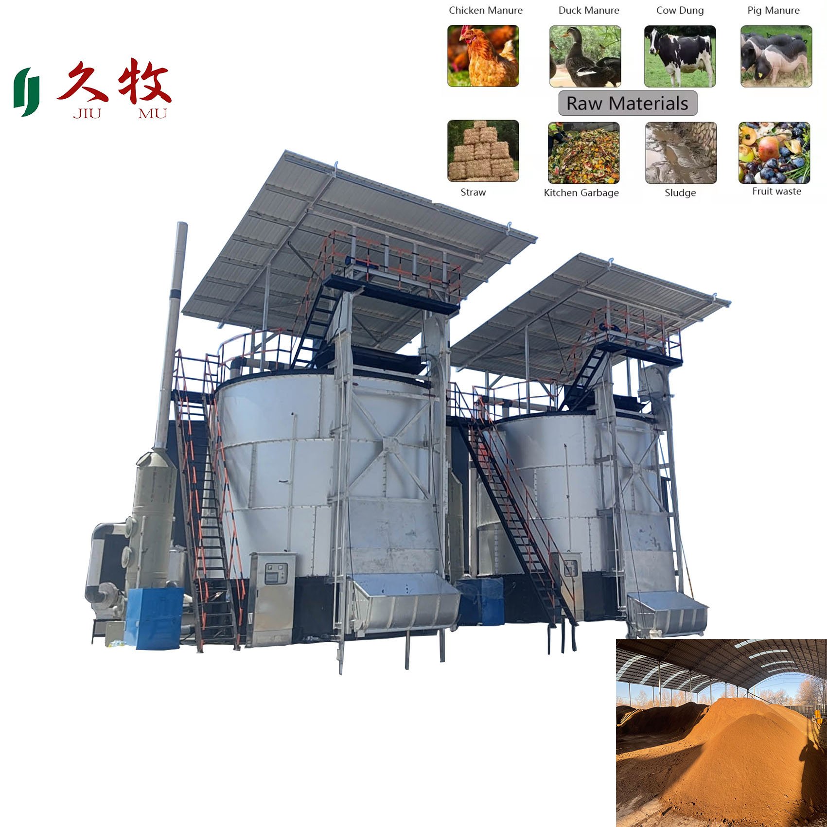 Aerobic digester reactor biogas biodigestor system for chicken farms