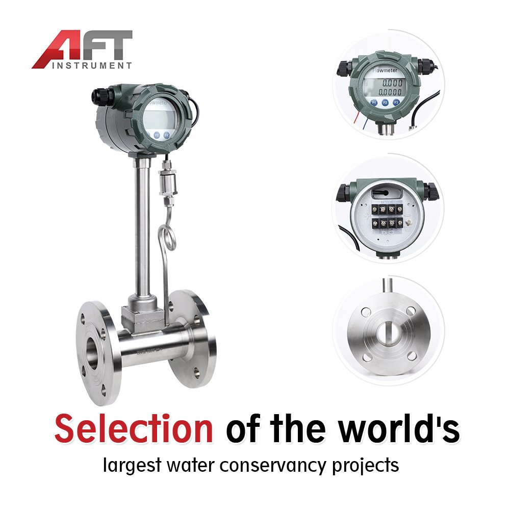 helium gas air hydrogen vortex flow meter 4-20mA+24V Temperature and pressure compensation