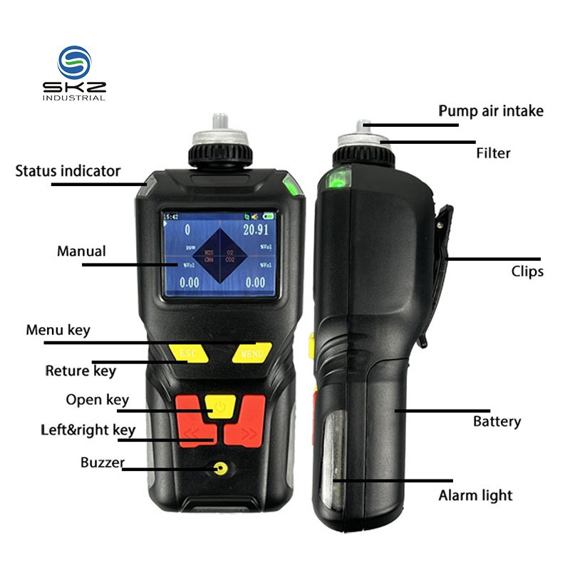Biogas natural smart gas detection ISO CE MARKS CH4 CO2 H2S O2 4 in 1 gas analyzer
