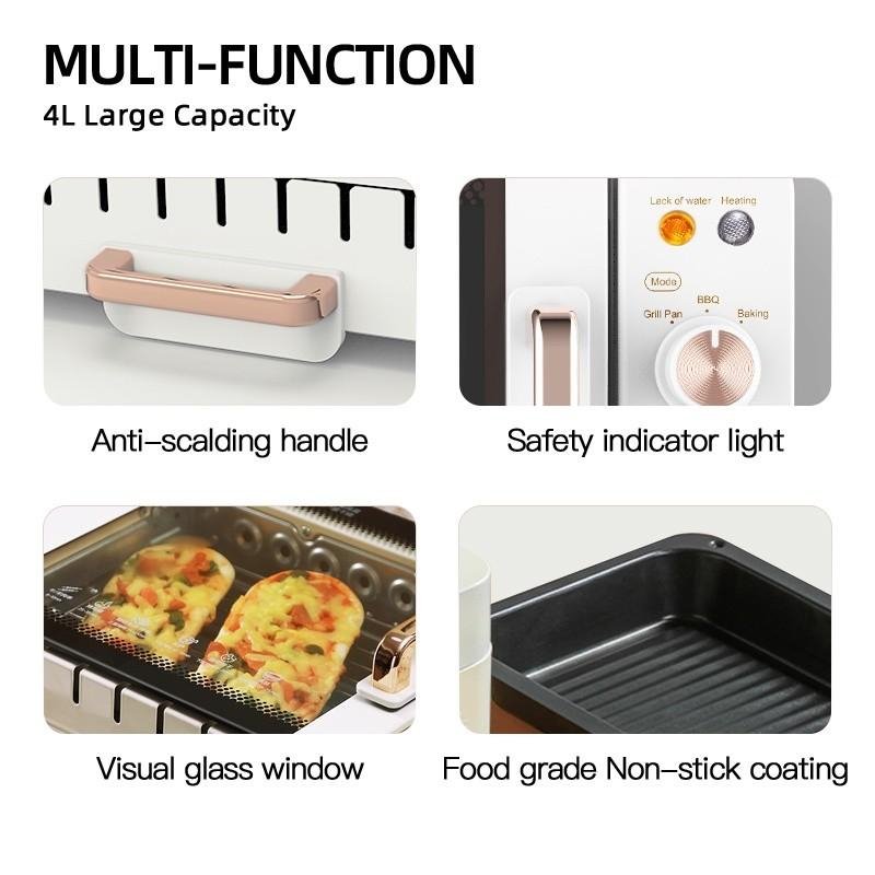 3 In 1 Electric BBQ Kebab Grill Machine Household Automatic Rotating Skewers Machine Indoor Smokeless Barbecue Grill Oven
