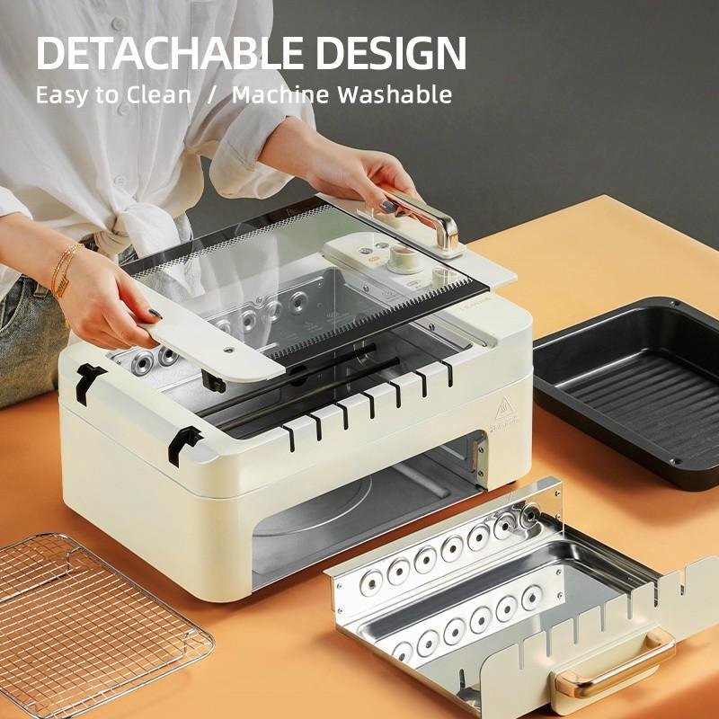3 In 1 Electric BBQ Kebab Grill Machine Household Automatic Rotating Skewers Machine Indoor Smokeless Barbecue Grill Oven