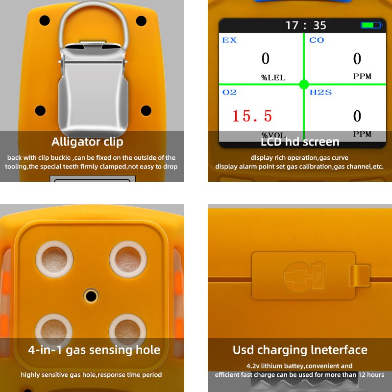 Safewill portable multigas detection O2 analyzer ch4 gas detector h2s leak gas monitor