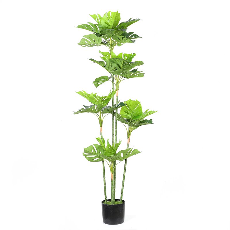 1.5m/5ft 1.3m/4ft 1.3m/3ft High Quality Decorative Topiary Greeny Monstera Deliciosa Plants Artificial Bonsai for Centerpiece