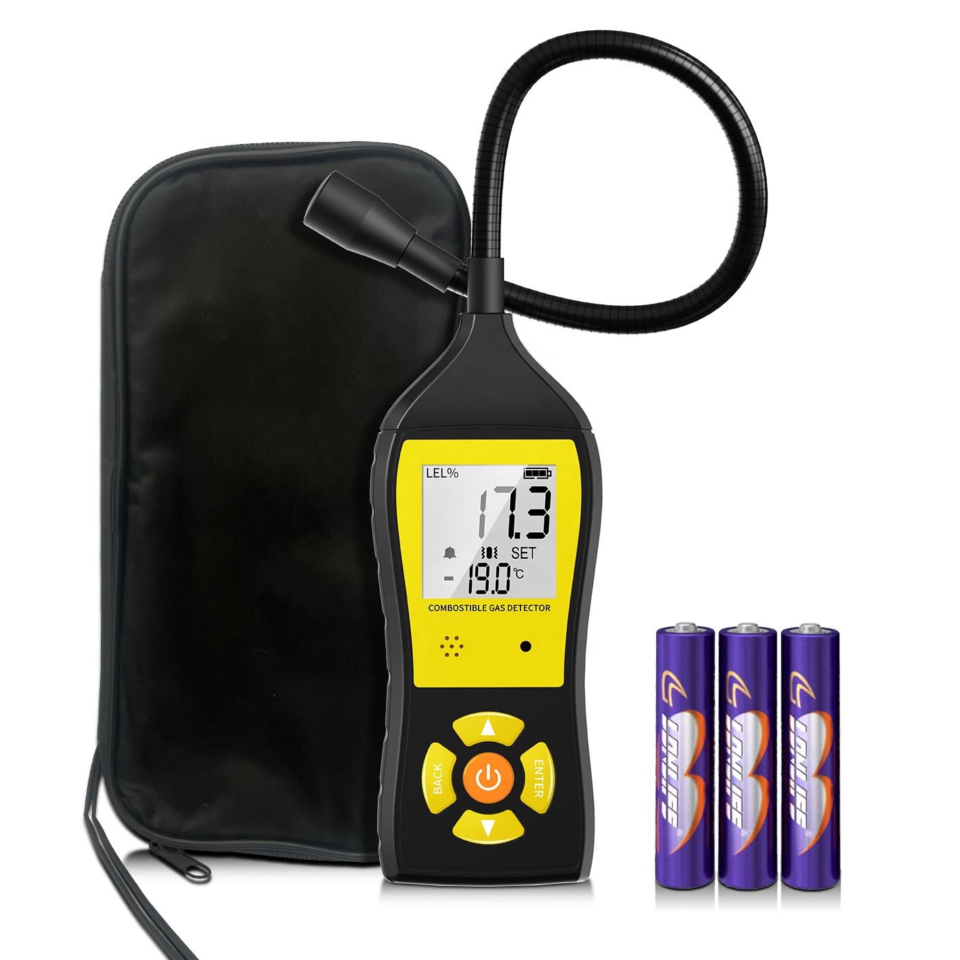 Handheld Combustible Gas Leak Detector Gas Analyzer Flammable Natural Gas Tester 0-19999 PPM 100% LEL with LCD Color Display
