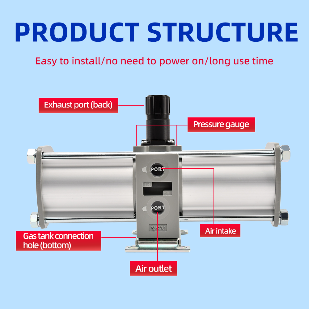 SMC type pneumatic booster valve gas booster pump VBA20A-03GN air pressure storage tank VBAT10A1 double boost direct inflation
