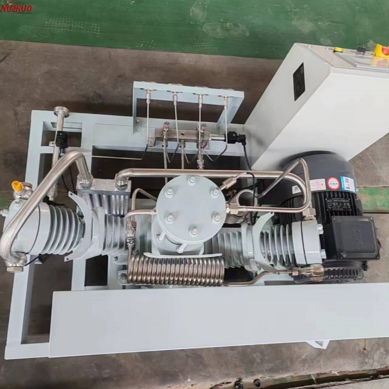 NUZHUO Brand New PLC 3 Pistons Oil Free O2 N2 Gas Cylinder Filling Booster Cheep Price For Plant Oxygen Fill