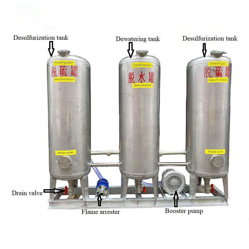 Ailinyou Customized Biogas Scrubber Desulfurization and dehydration system Remove H2S biogas purification system