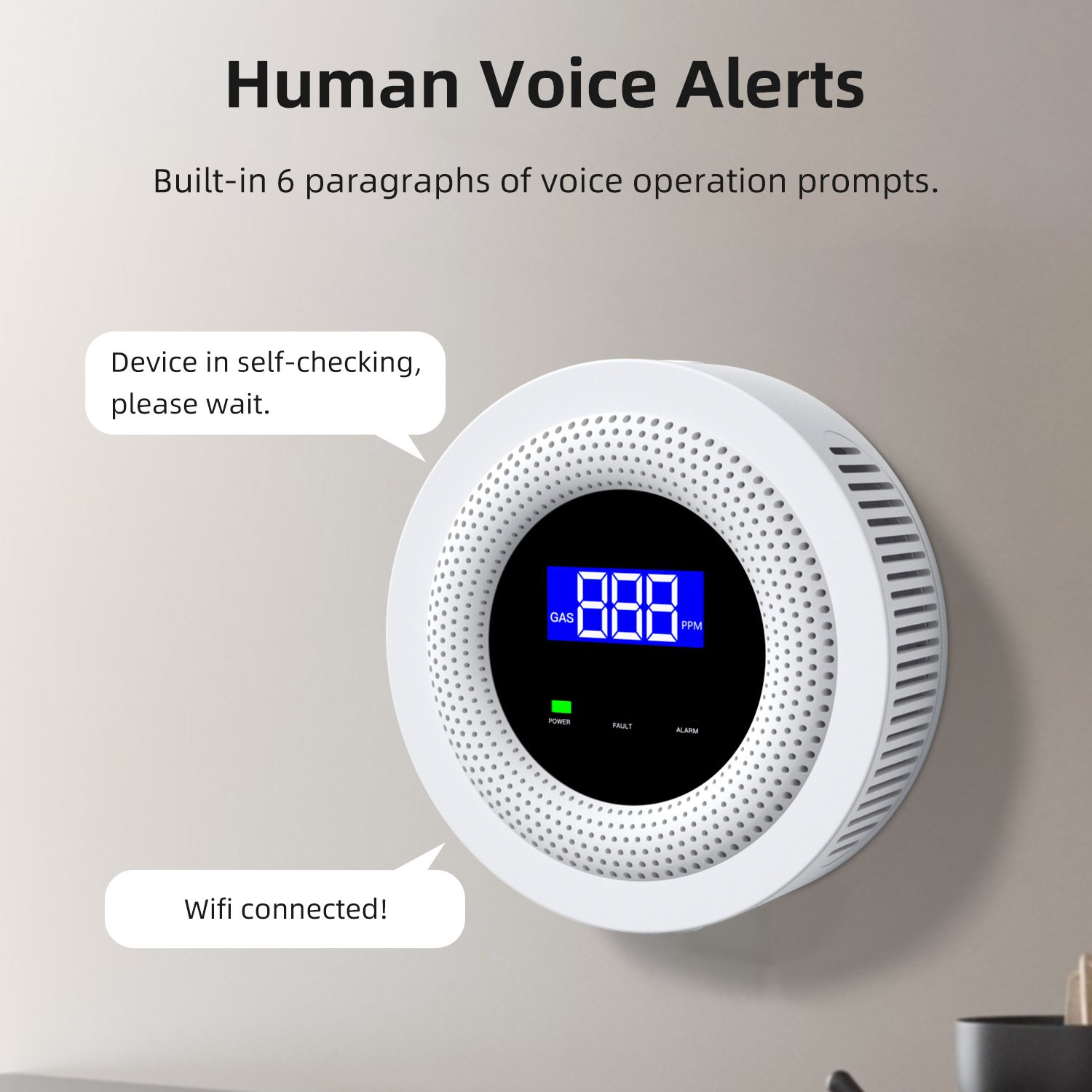 Tuya Gas Leak Sensor Digital Display Propane Detector APP Remote Control Smart WiFi Gas Leak Detector for LPG Gas Biogas Methane