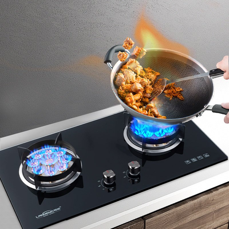 Factory price household electric cooktop biogas stove built in double burner stove