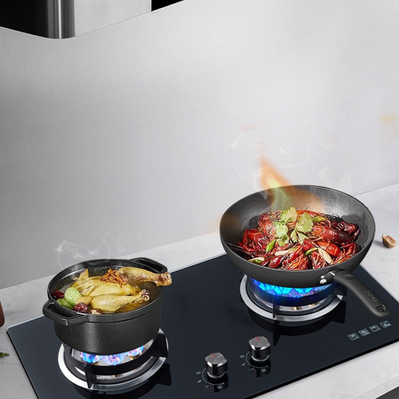 Factory price household electric cooktop biogas stove built in double burner stove