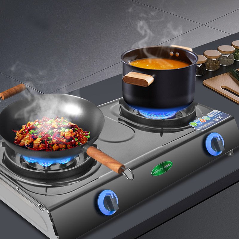 Wholesale stainless steel electric stove 2 burner kitchen biogas stove double cooktop