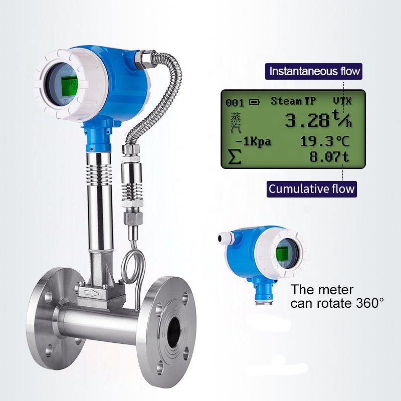 6 inch vortex flow meter oxygen for biogas steam oxygen co2 gas flowmeter for high temperature flue hydrogen chlorine gasoline