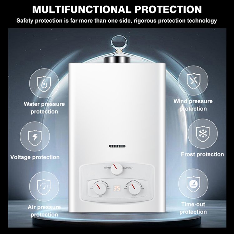 Customized High Quality Household Waterproof Gas Water Heater Flue Type Instant Gas Water Heater