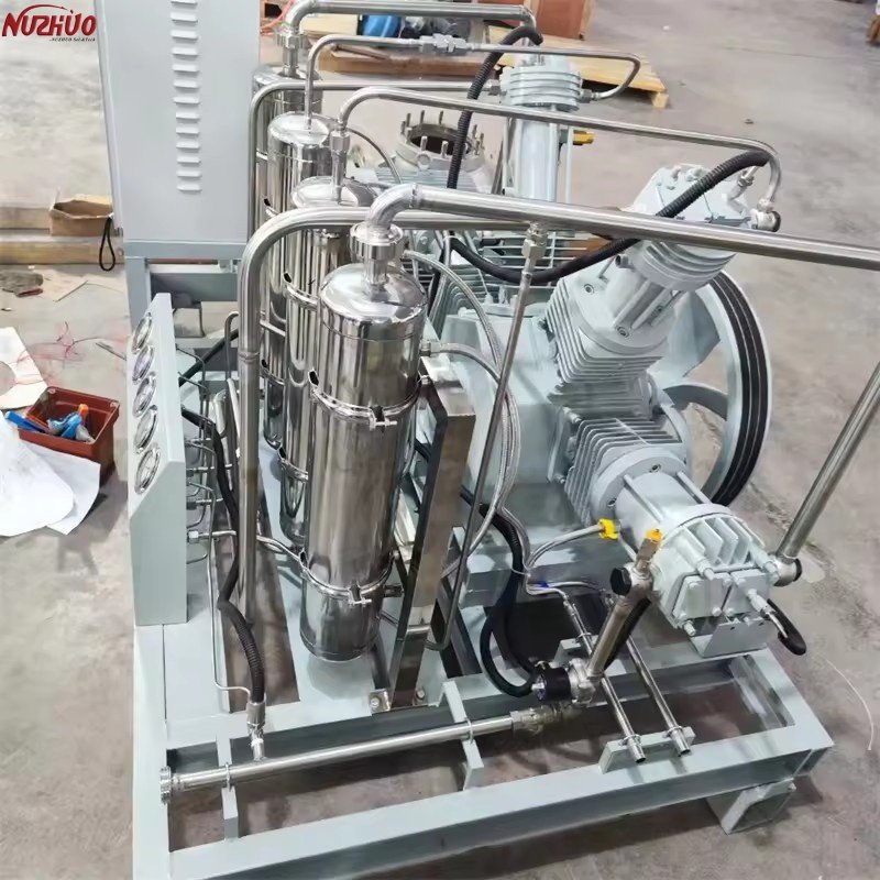 NUZHUO V-belt 1-12 Pistons Cylinder Filling Oxygen Nitrogen Compressor Quality O2 Booster For Plant Gas Fill
