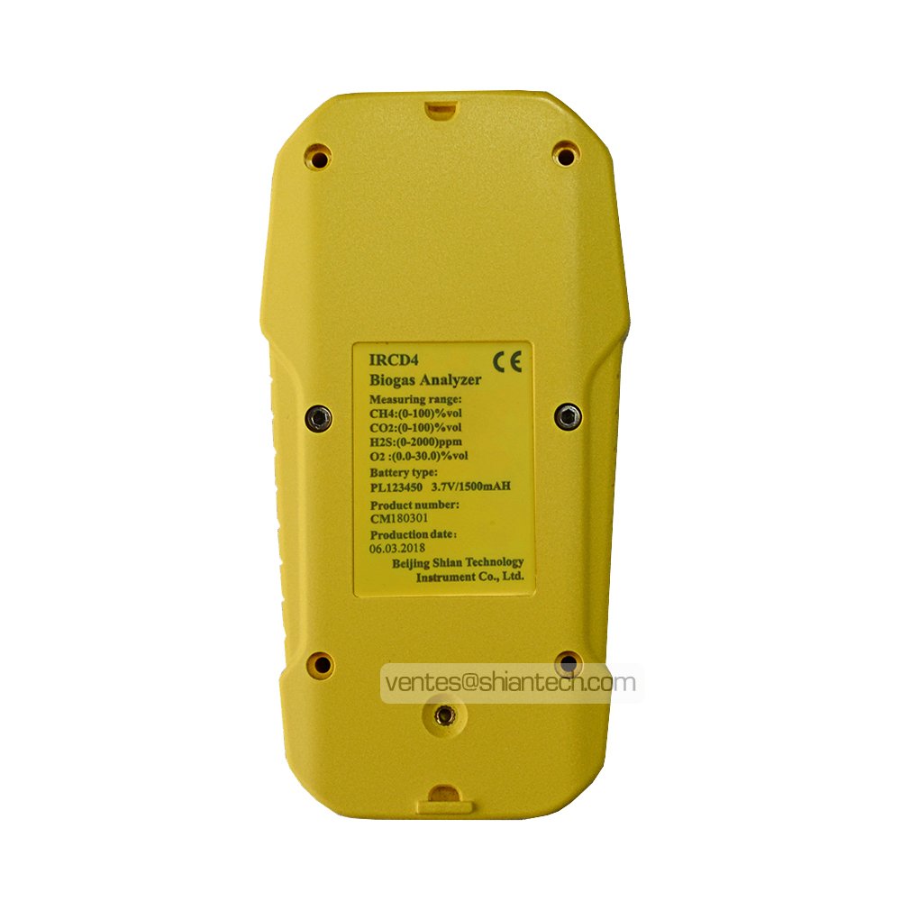 External pump operated biogas analyzer portable, methane/oxygen/h2s/co 4 gas analyzer IRCD4