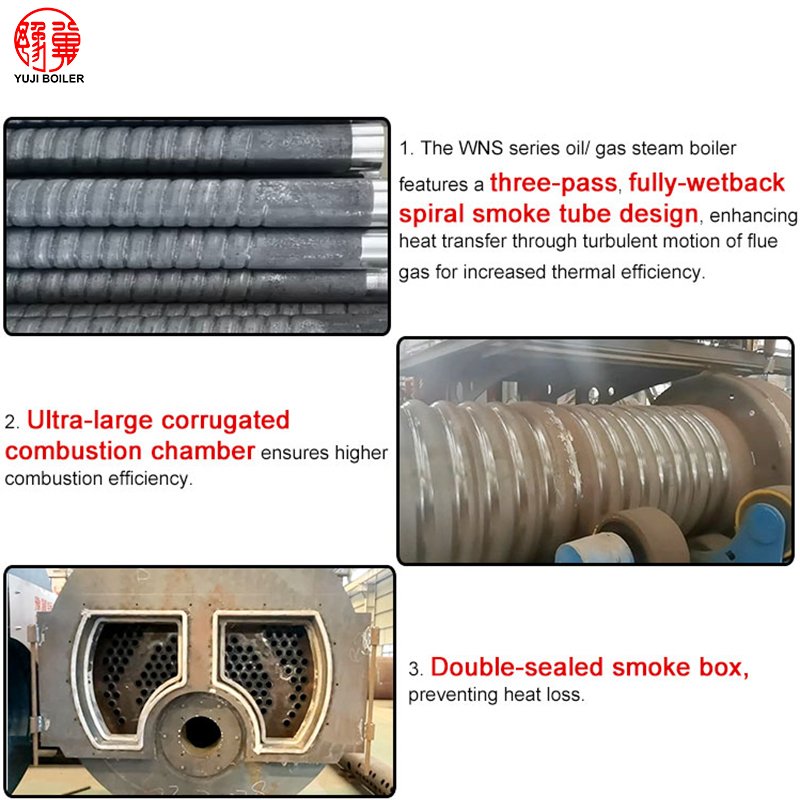 3 ton 5ton 10ton 4 t/h Horizontal Corrugated Furnace Palm Oil Gas Fired Boiler Biogas Steam Generator Boilers