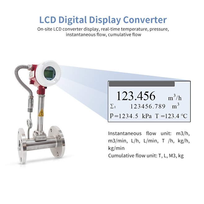 High pressure vortex flowmeter hydrogen Lpg gas saturated steam flow meter price