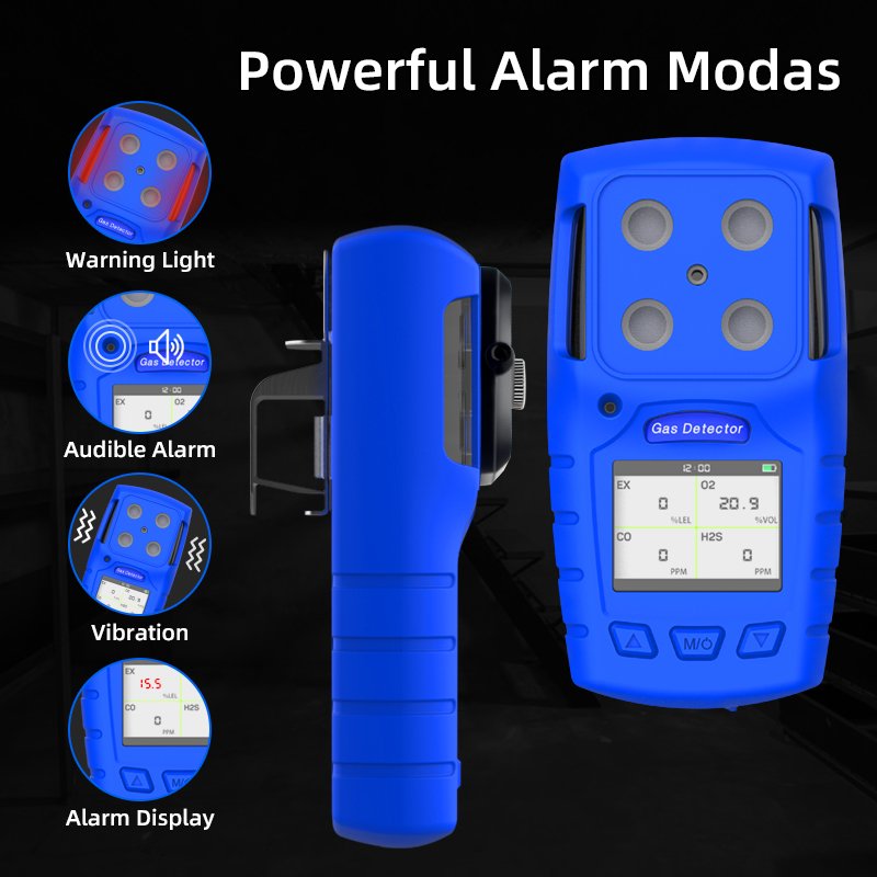 Safewill Portable CH4 CO H2S Gas Leak Detector Biogas Analyzer Portable Multi Gas Detector Wholesale 4 in 1 LED Digital Display