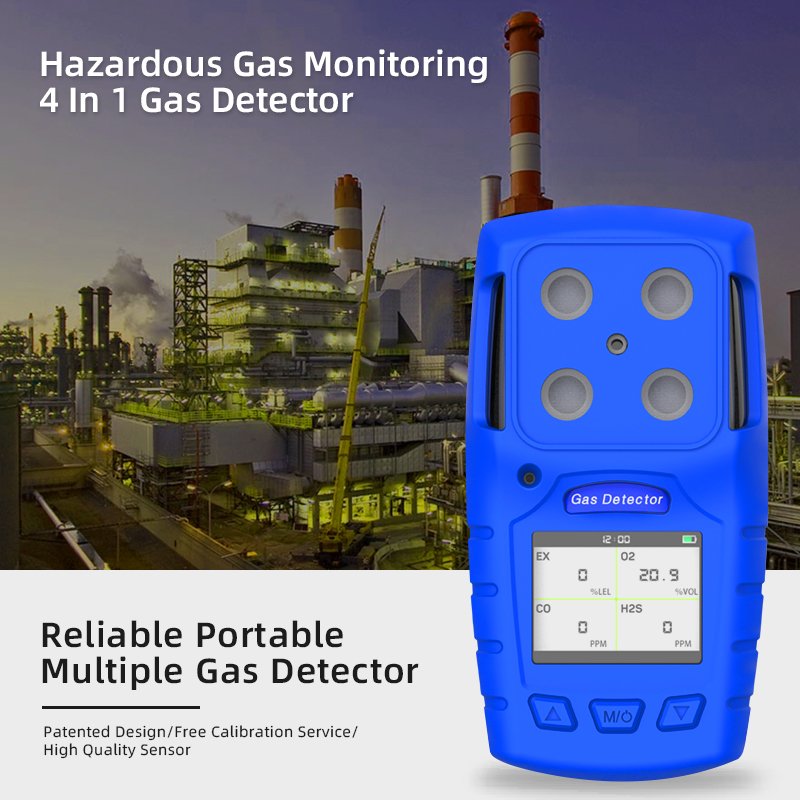 Safewill Portable CH4 CO H2S Gas Leak Detector Biogas Analyzer Portable Multi Gas Detector Wholesale 4 in 1 LED Digital Display