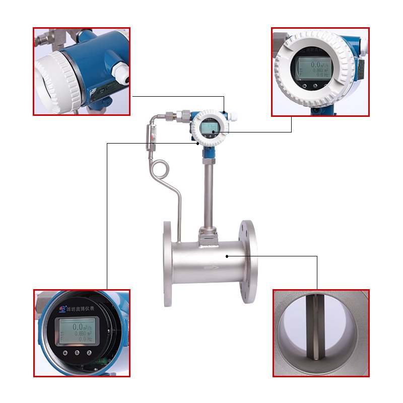 Stainless Steel Biogas Vortex Flowmeter,1.6mpa Flange Air Vortex Flowmeter Price