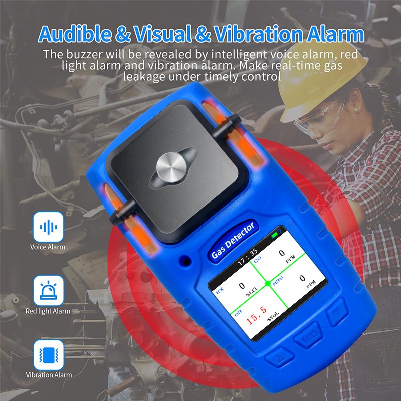 Portable Multi Flue Gas Leak Detector Biogas Analyzer Safewill Support OEM/ODM 4 in 1 LED Digital Display Rechargeable