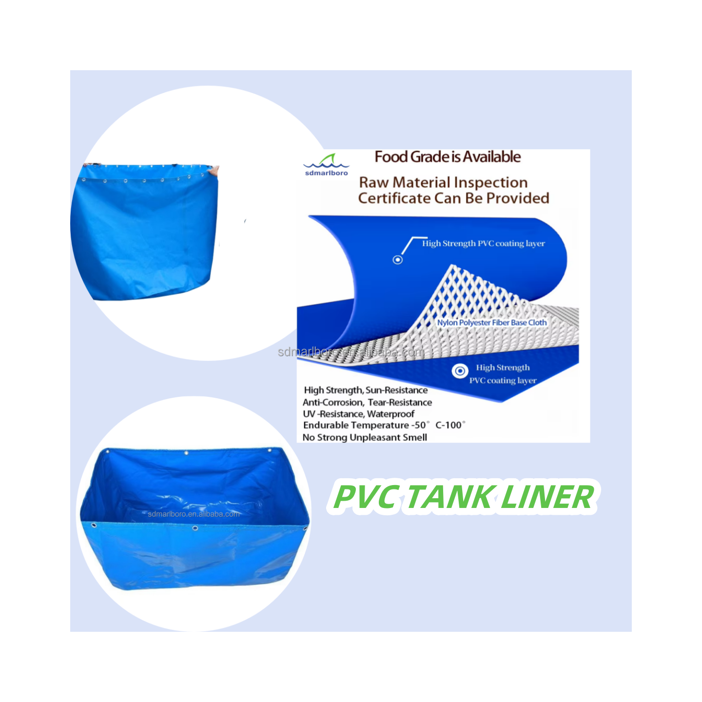 Customize Round Biofloc Fish Farming PVC Tarpaulin Fish Pond Liner PVC Coated Tarpaulin Lining