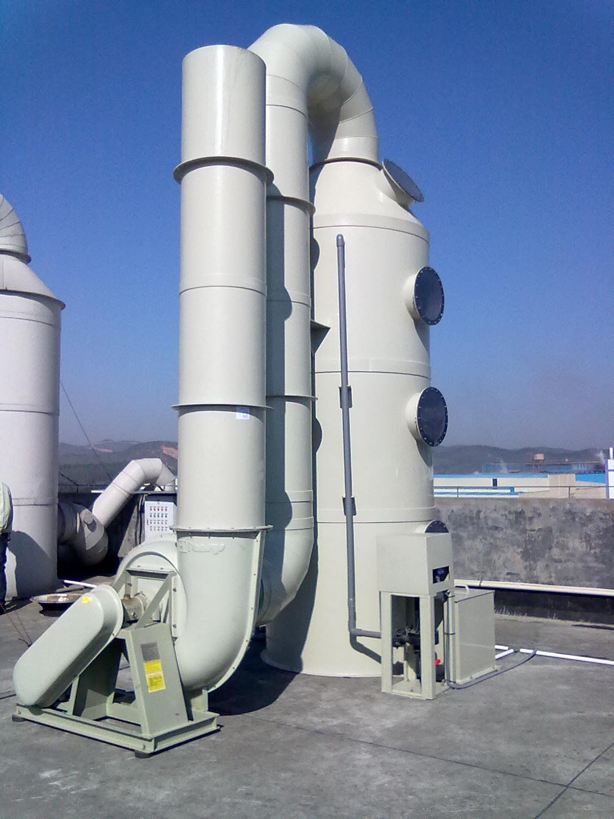 Polypropylene frp air gas biogas purification spray wet scrubber tower price for smoke precipitator gas disposal machinery