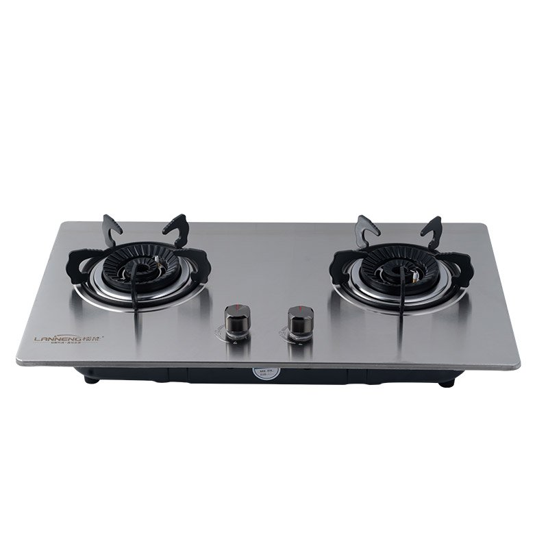 Eco-friendly Commercial 2 Burner Gas Stove Embedded Steel Dual Cooker Biogas Methane Stove For Countryside