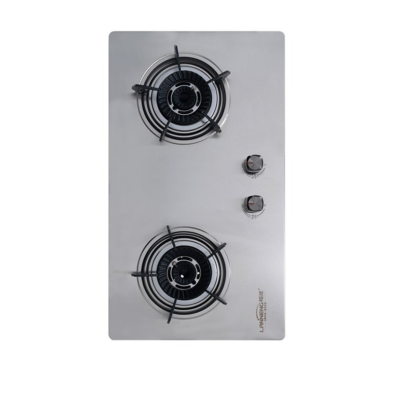 Eco-friendly Commercial 2 Burner Gas Stove Embedded Steel Dual Cooker Biogas Methane Stove For Countryside