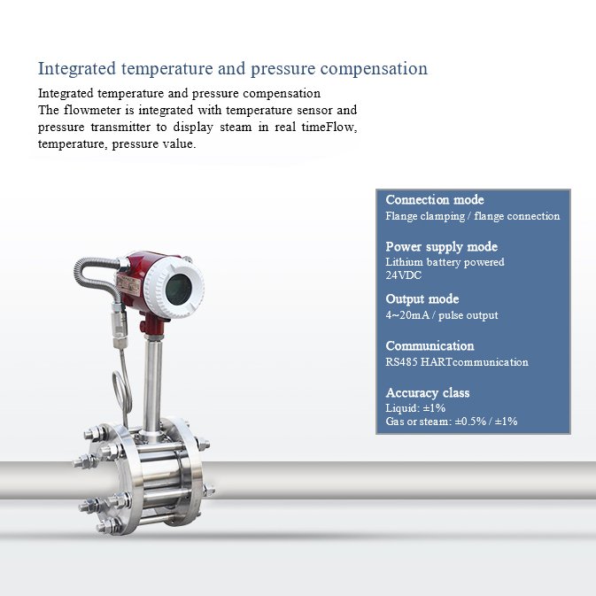PN40 Co2 compress air vortex flowmeter with compensation butane gas flow meter
