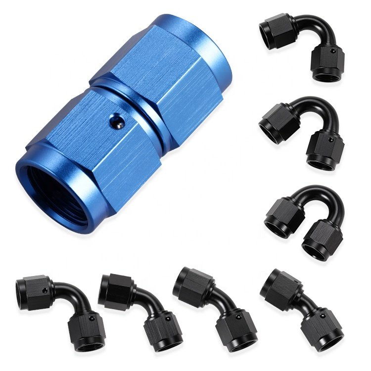 CNC Machining Parts 45 Degree Aluminum AN Female Flare to Female Coupler Union Hose Pipe Fittings