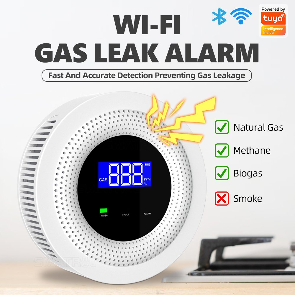Household kitchen App Alarm Detector Leakage USB Powered Safety Smart Home Tuya Wifi Smart Natural Gas Sensor