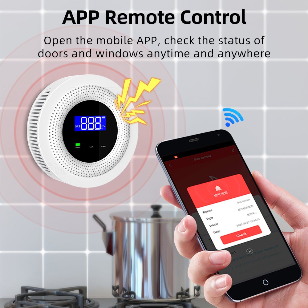 Household kitchen App Alarm Detector Leakage USB Powered Safety Smart Home Tuya Wifi Smart Natural Gas Sensor