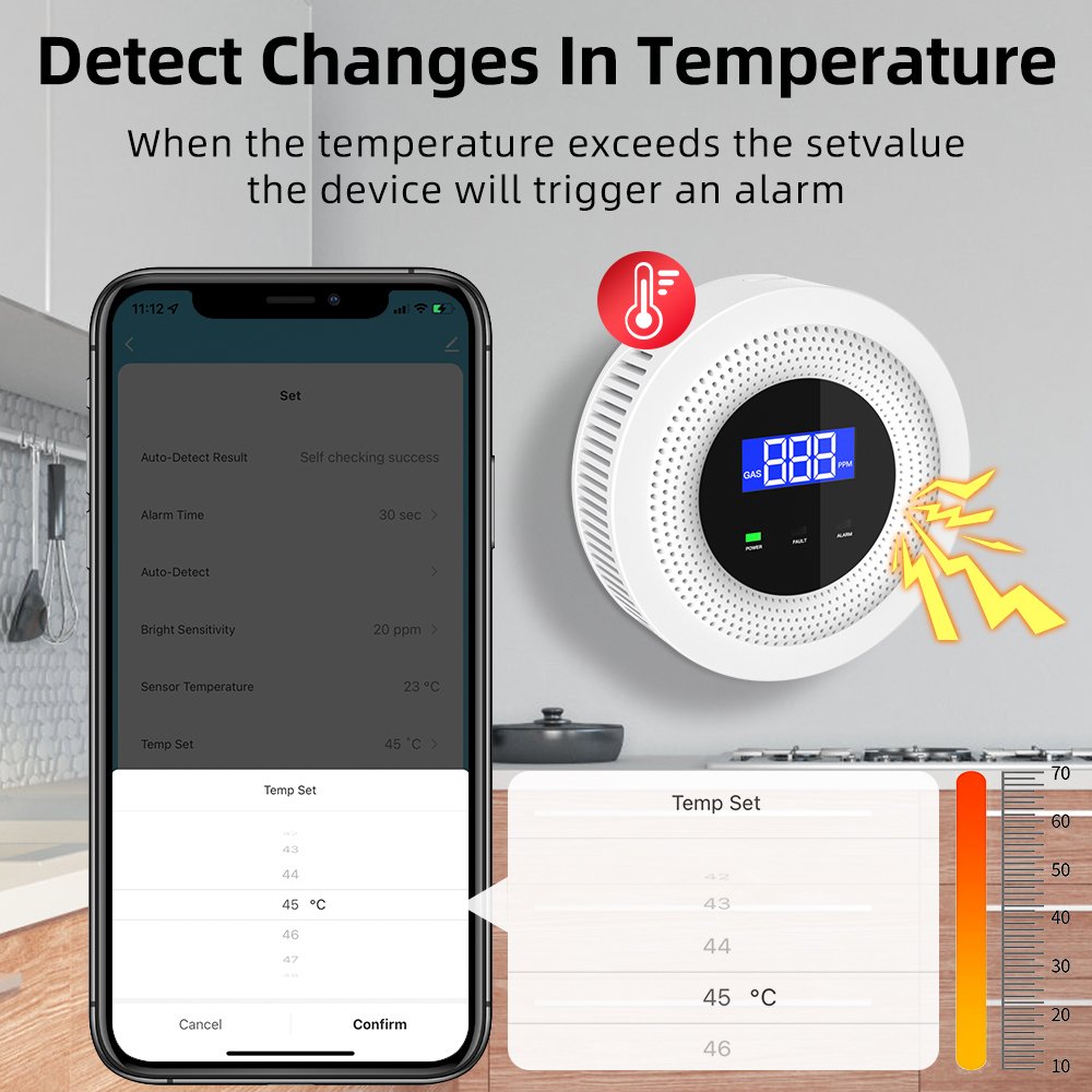 Household kitchen App Alarm Detector Leakage USB Powered Safety Smart Home Tuya Wifi Smart Natural Gas Sensor